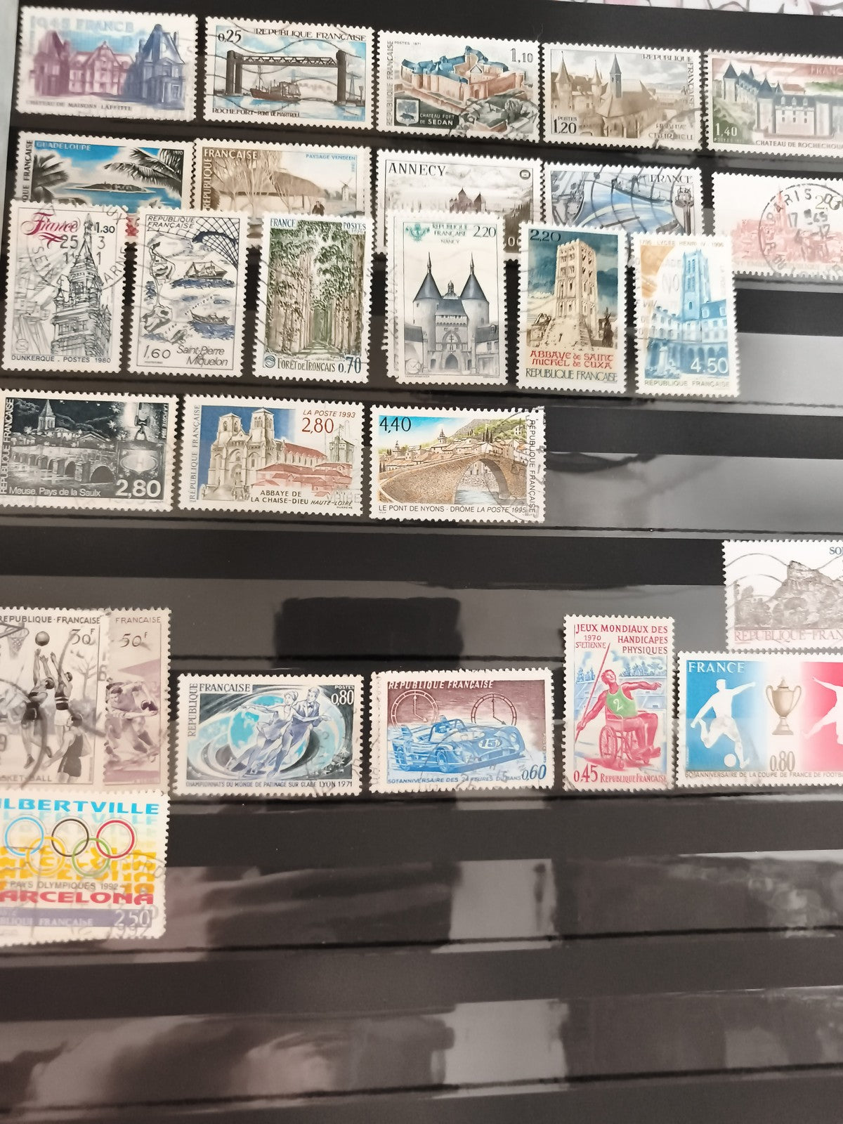 Timbres anciens France monuments sports lot philatélie oblitérés vintage