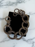 Collier ancien vintage, gros bijou rétro en métal, accessoire original d?occasio