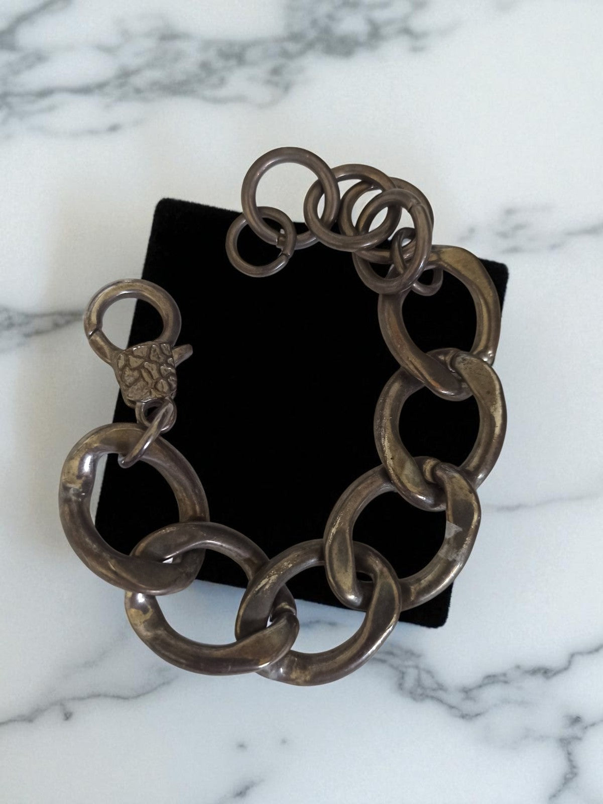 Collier ancien vintage, gros bijou rétro en métal, accessoire original d?occasio