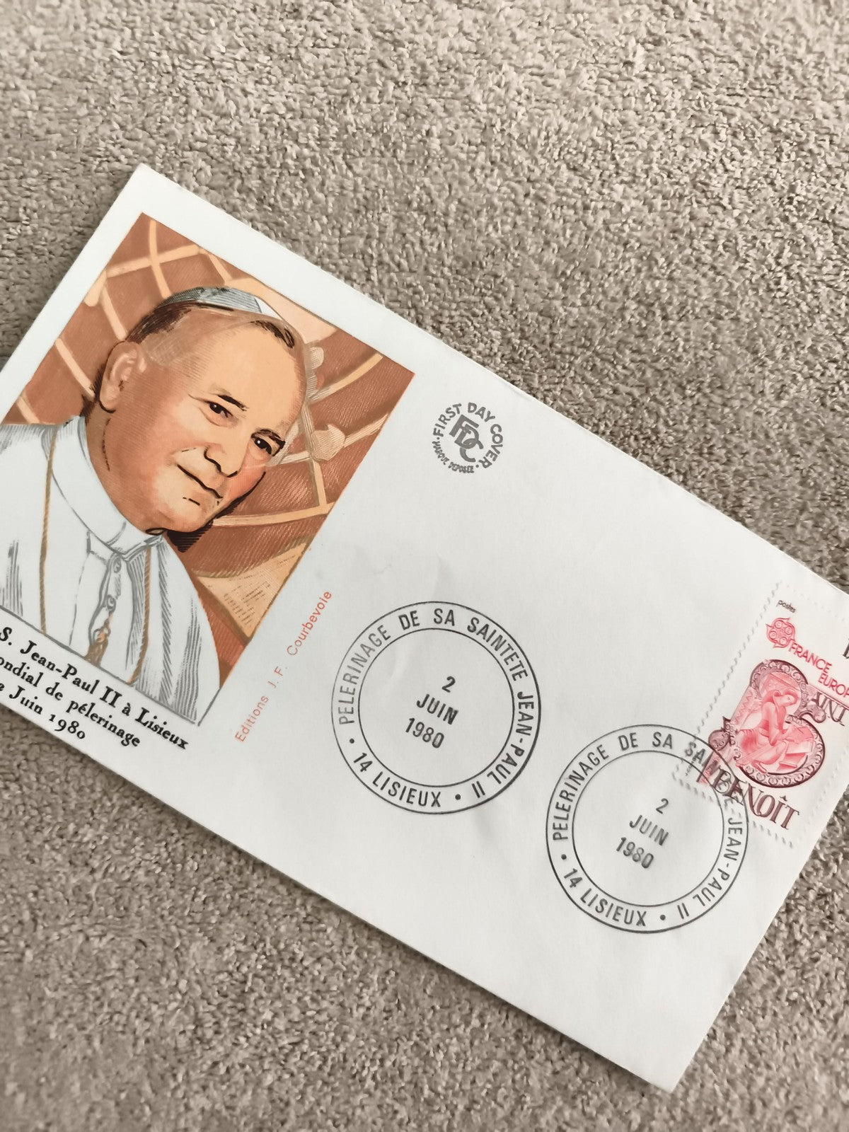 Lettre premier jour Jean-Paul II Lisieux 1980, timbre France, philatélie FDC
