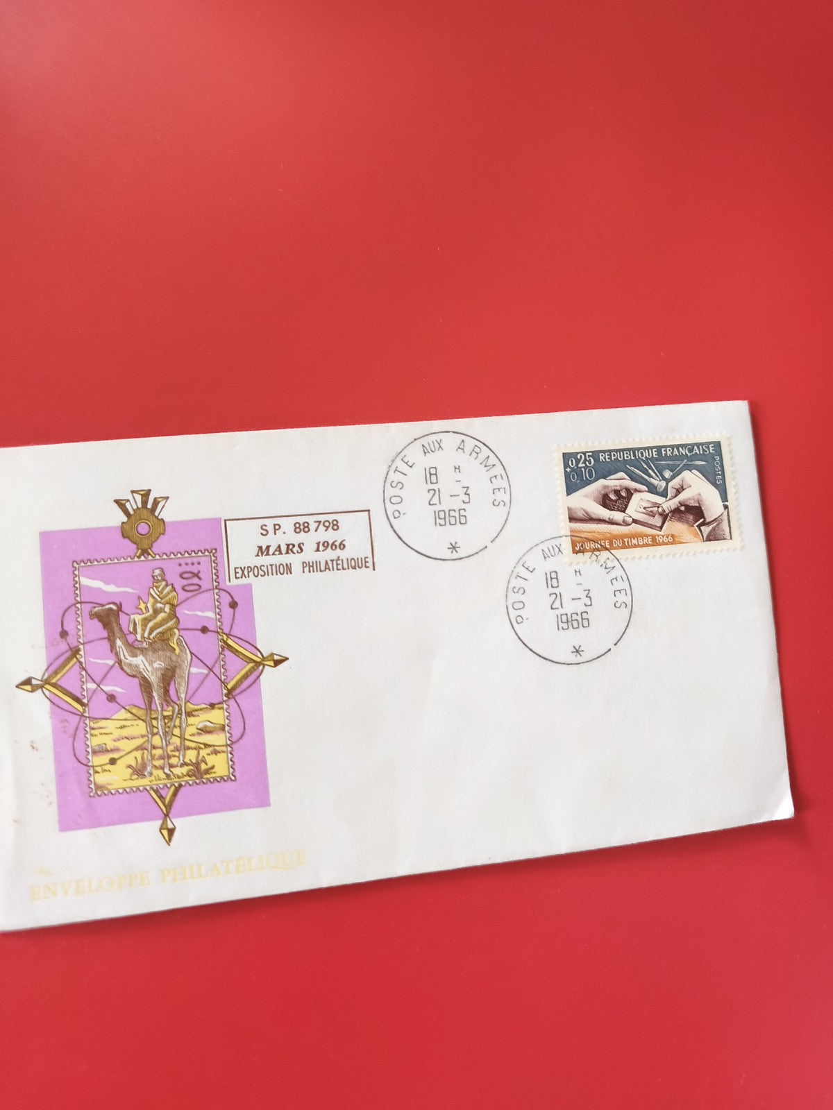 Enveloppe philatélie Exposition 1966 timbre illustré Poste aux armées