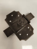 Ancienne serrure de porte à pêne coulissant, ferrure vintage, verrou rustique