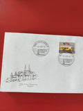 Enveloppe philatélie Neuchâtel SPM timbre illustré cachet 1987 Suisse