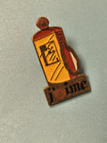 Vintage pin's Shell j'aime, émaillé jaune rouge, collection publicitaire