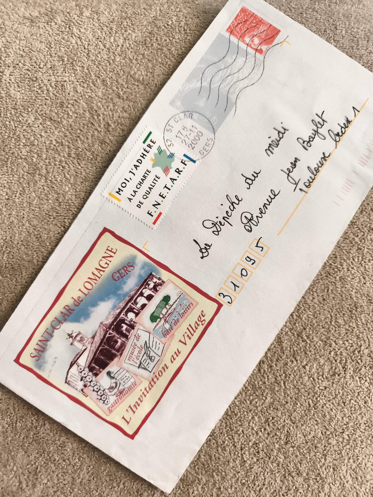 Lettre illustrée Saint-Clar de Lomagne Gers affranchie 2001 philatélie
