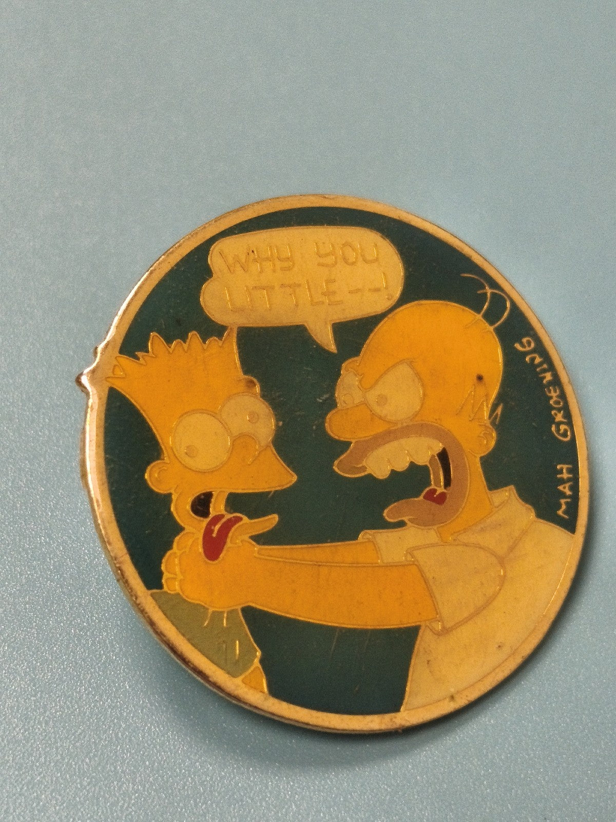 Vintage pin's Les Simpsons Homer Bart émaillé rond collection animation (Ref 2)
