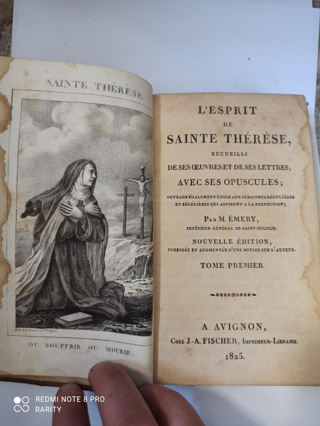 Livre ancien reliure brun XIXe Avignon L'Esprit de Sainte Thérèse
