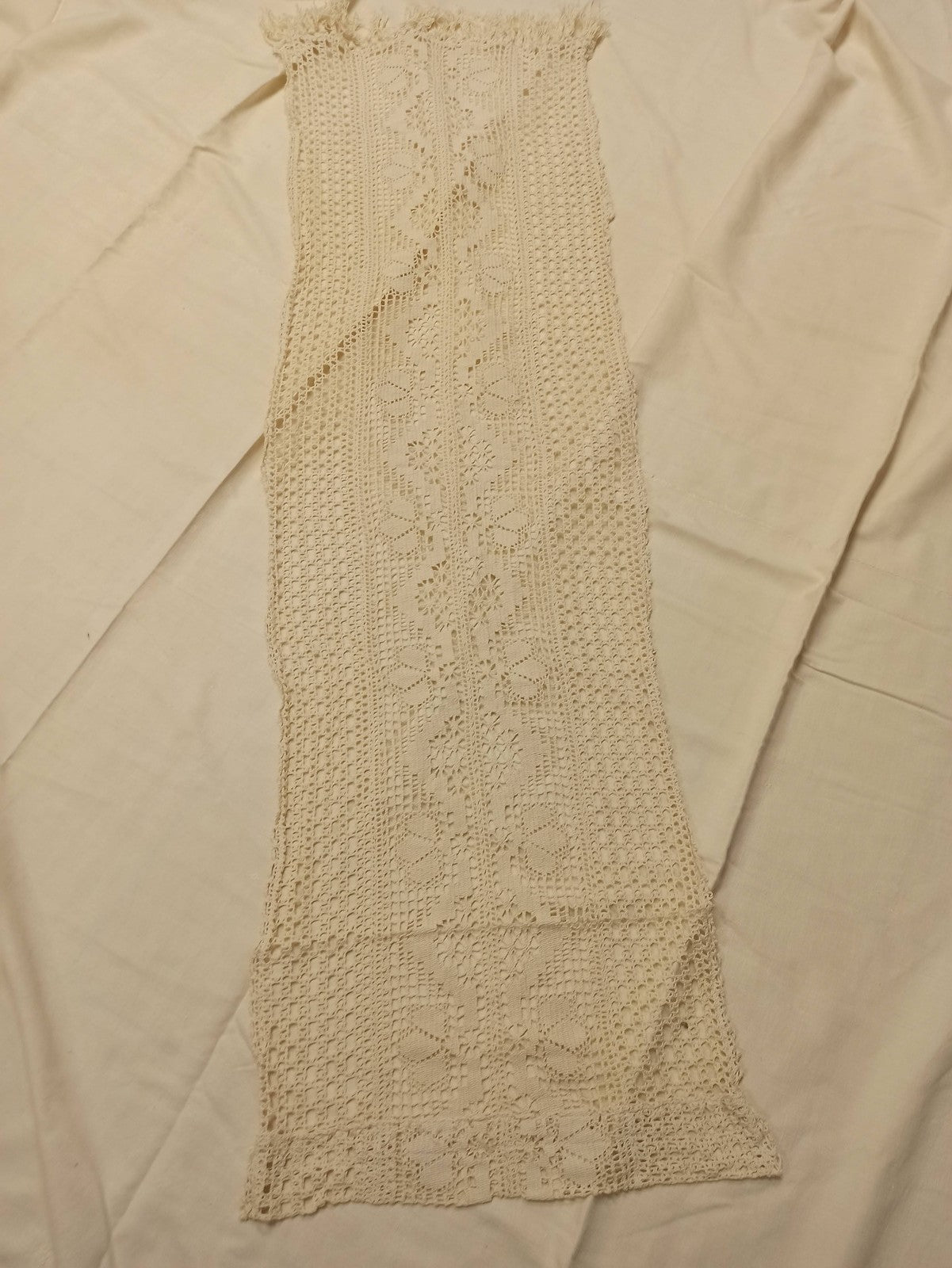 Set de table ancien vintage brodé dentelle crochet fin XIXe rare collection