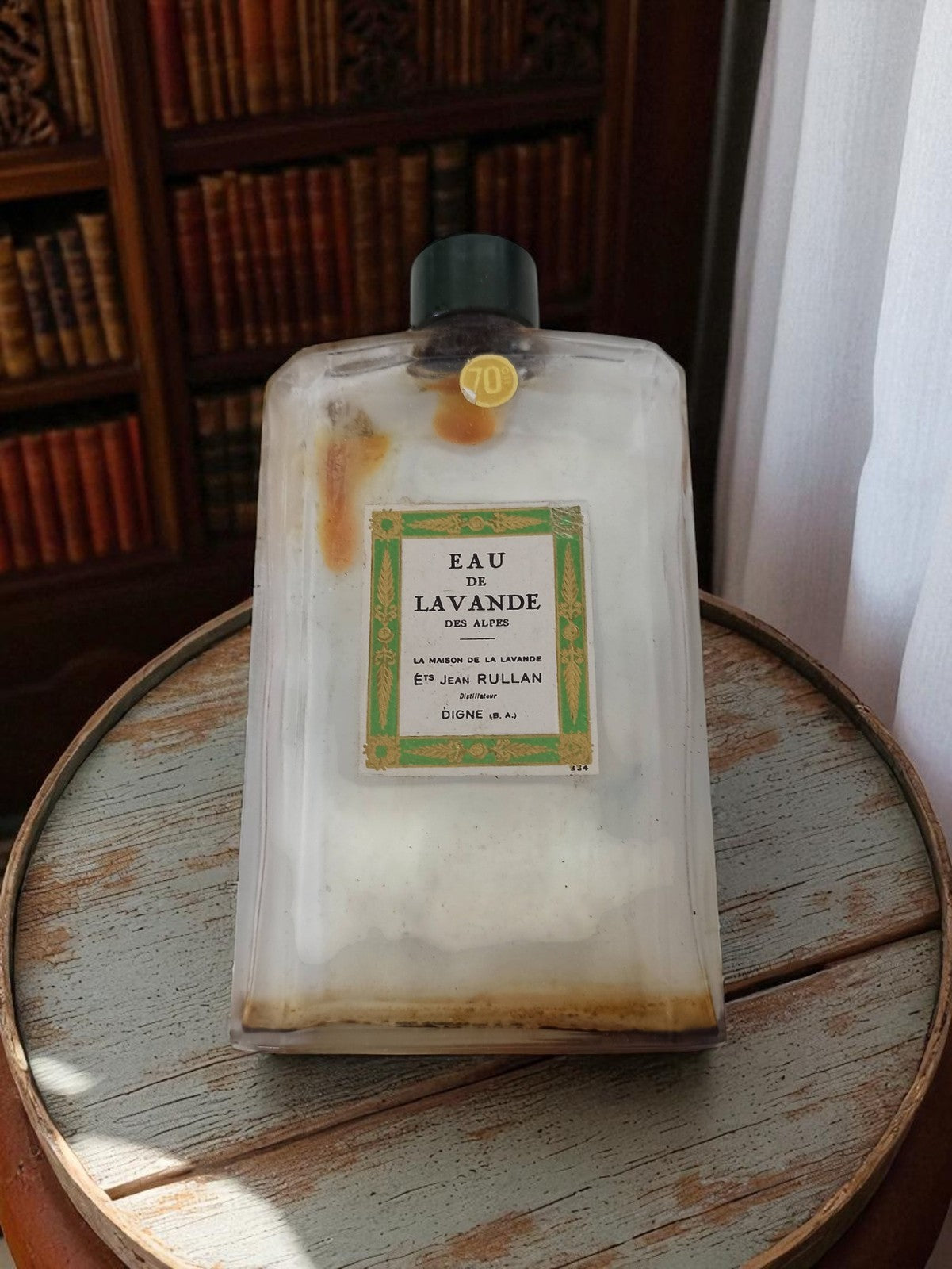 Flacon ancien Eau de Lavande Jean Rullan 70° France vintage rétro déco