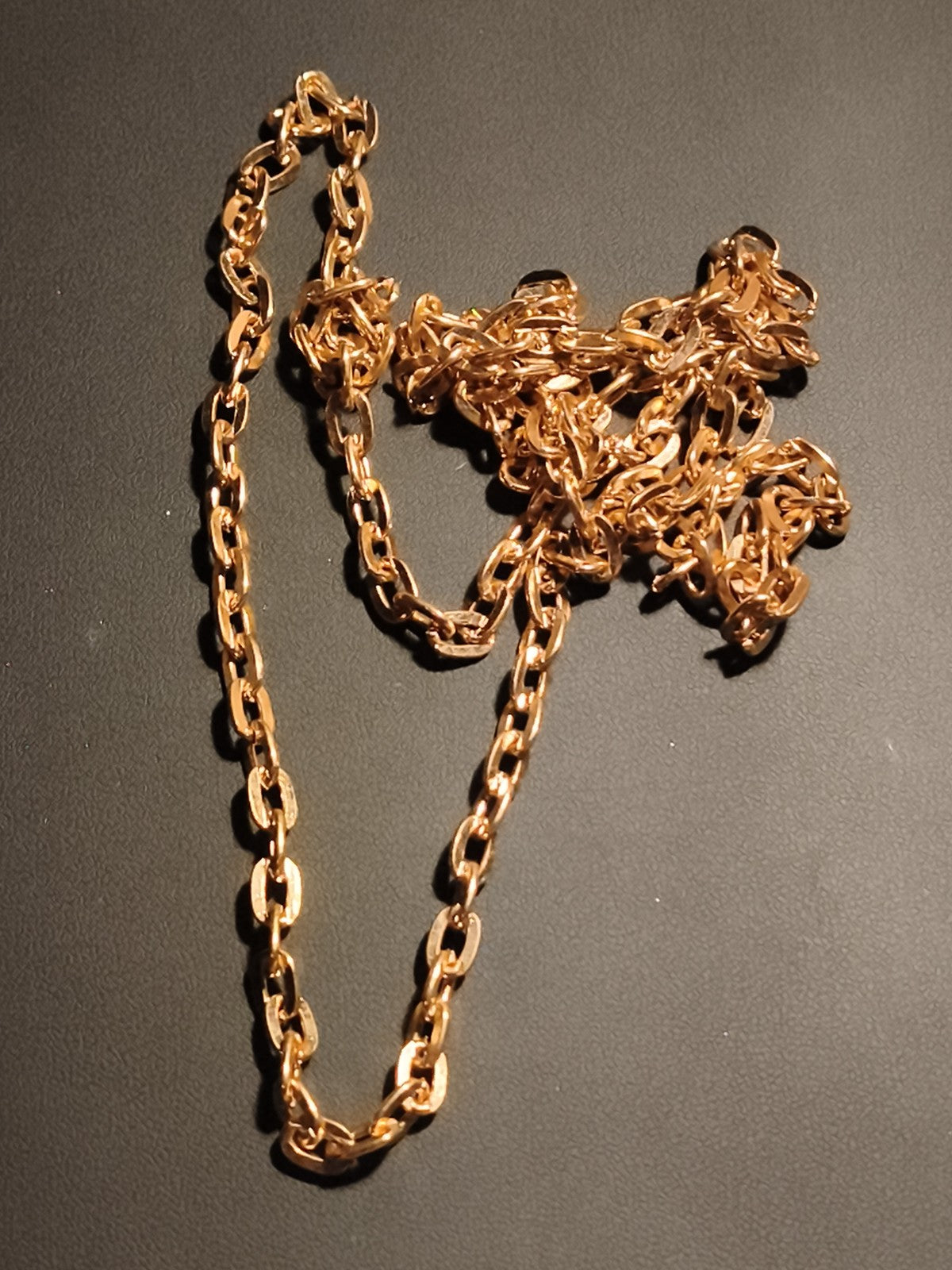 Chaîne ancienne fantaisie dorée maille forçat vintage collier rétro