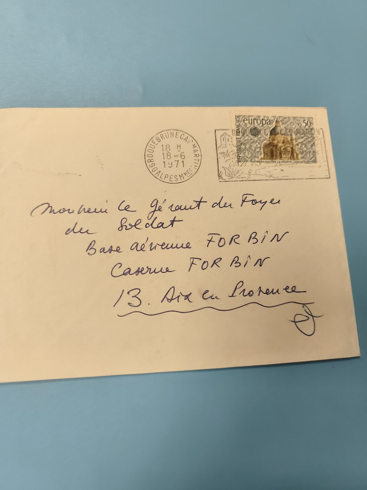 Ancienne enveloppe oblitérée 1971 timbre Europa philatélie collection France
