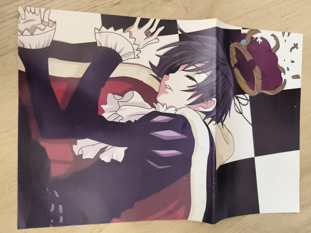 Poster manga personnage couronne fond damier illustration couleur