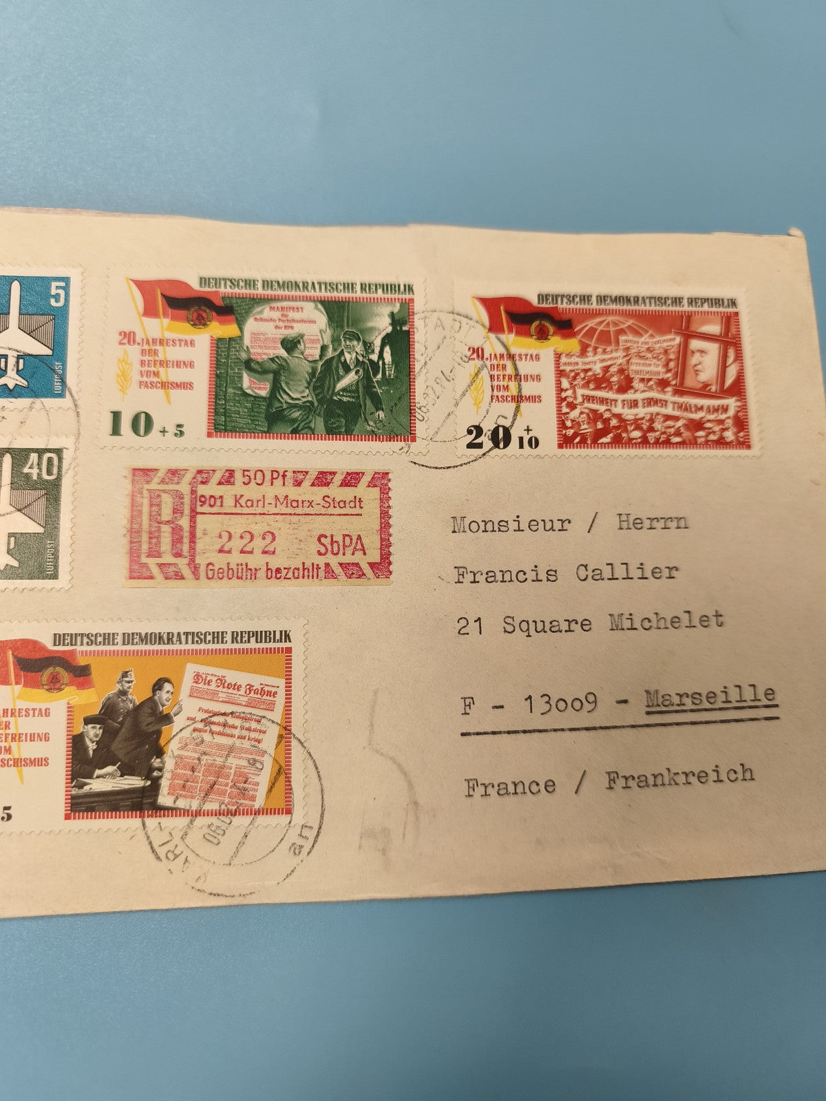 Ancienne enveloppe oblitérée RDA timbres thématiques DDR philatélie collection