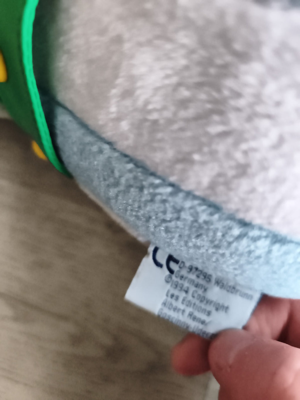 Peluche Obélix vintage Parc Astérix, doudou ancien bleu rayé, Gaulois