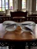Monture lunettes vintage Thierry Mugler œil de chat blanc givré Deadstock