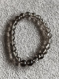 Bracelet perles rondes pierres naturelles translucides élastique gris fumé