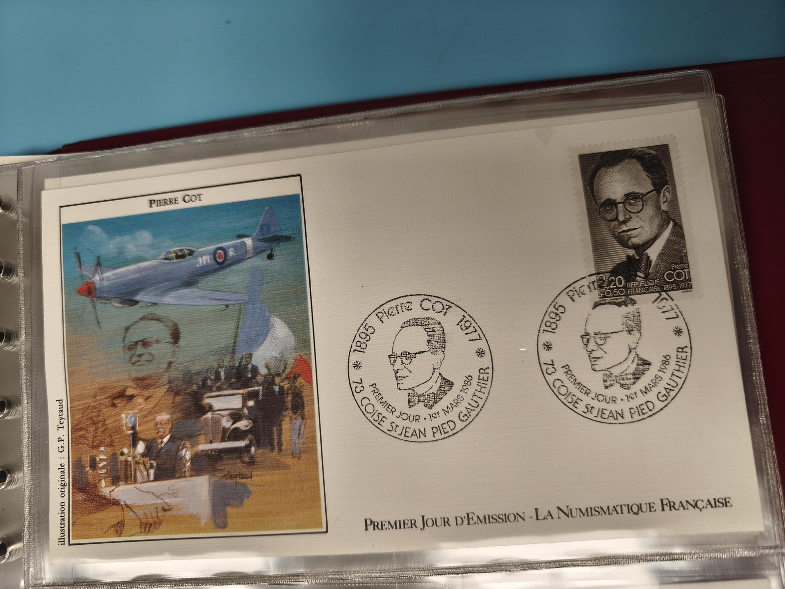Enveloppe FDC Premier Jour d?Émission Pierre Cot illustrée aviation 1986