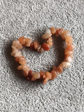 Bracelet pierres naturelles marron orangé éclats, élastique, perles irrégulières