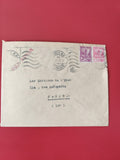 Enveloppe philatélie affranchie Tunisie cachets visibles timbres violet et rose