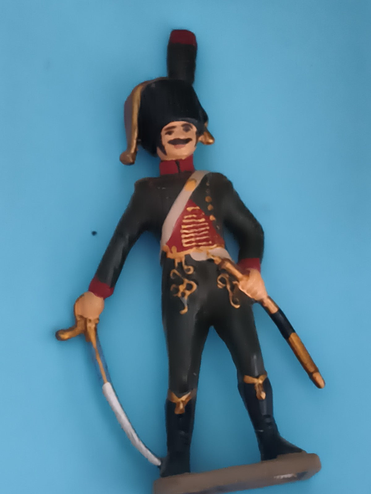 Figurine soldat plomb ancien uniforme Napoléon sabre décor peint vintage