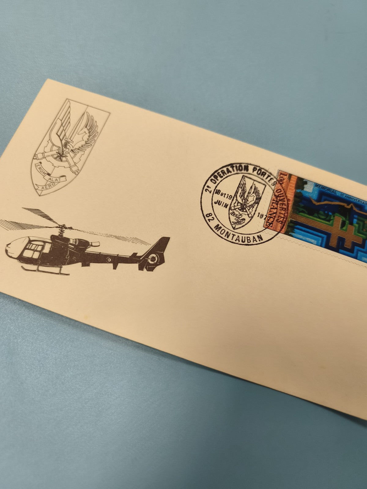 Enveloppe premier jour FDC hélicoptère, timbre Montauban, oblitération 1981