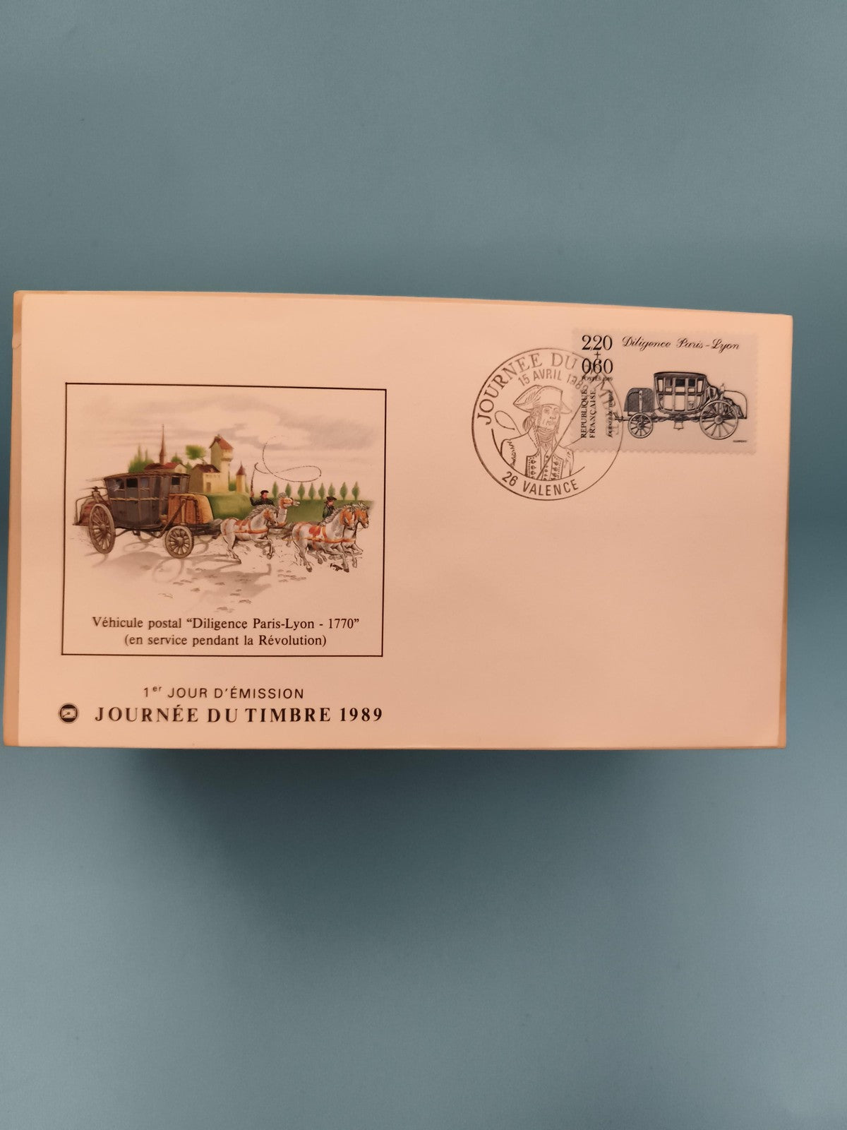 Lettre 1er jour 1989 Diligence Paris-Lyon cachet Valence philatélie (Ref 2)