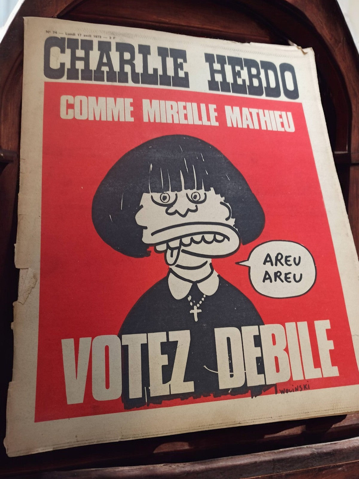 Journal Charlie Hebdo n°74 1972 vintage satirique Wolinski rétro presse