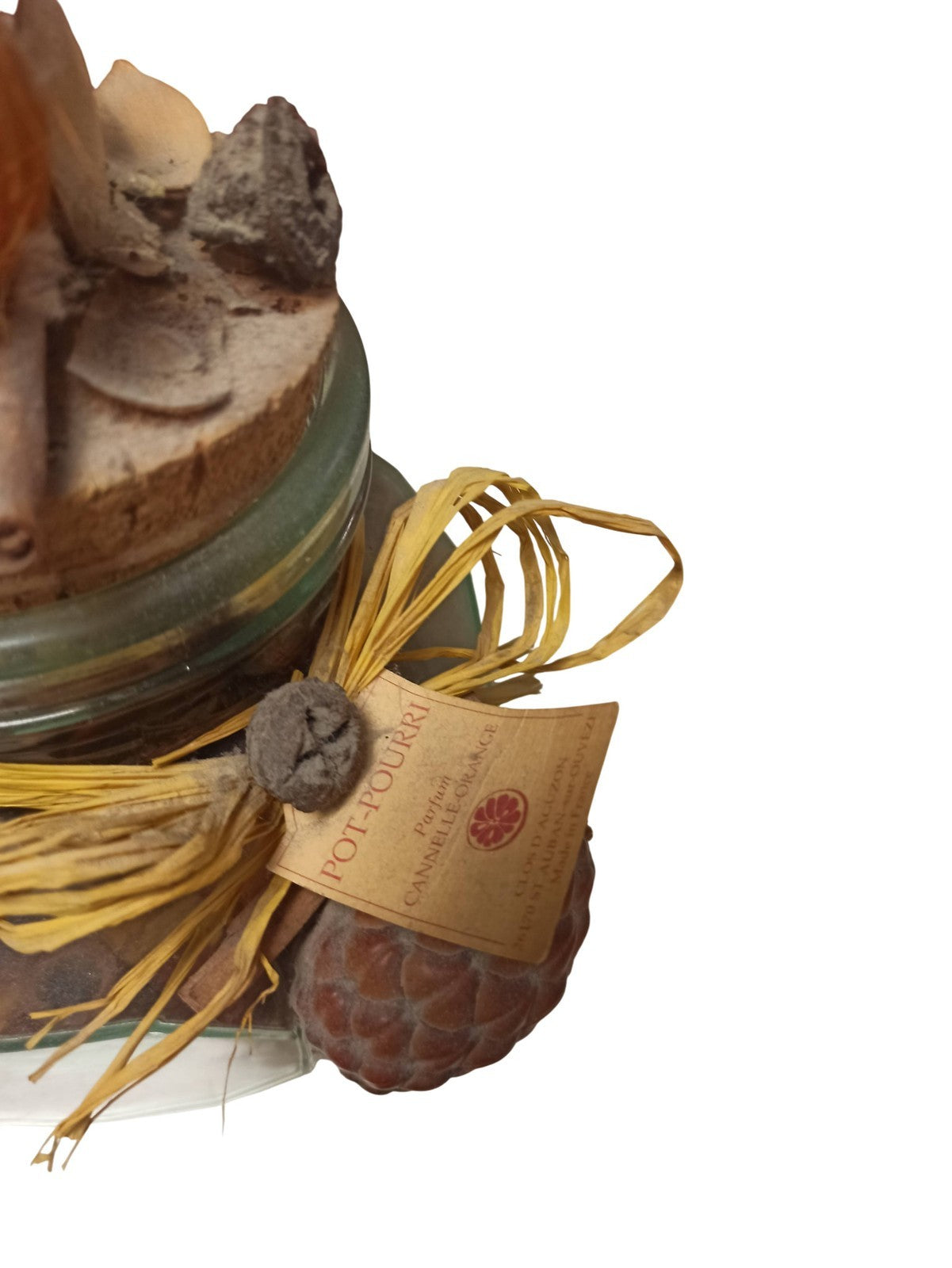 Pot-pourri ancien rétro en verre, grand bocal déco vintage, couvercle liège