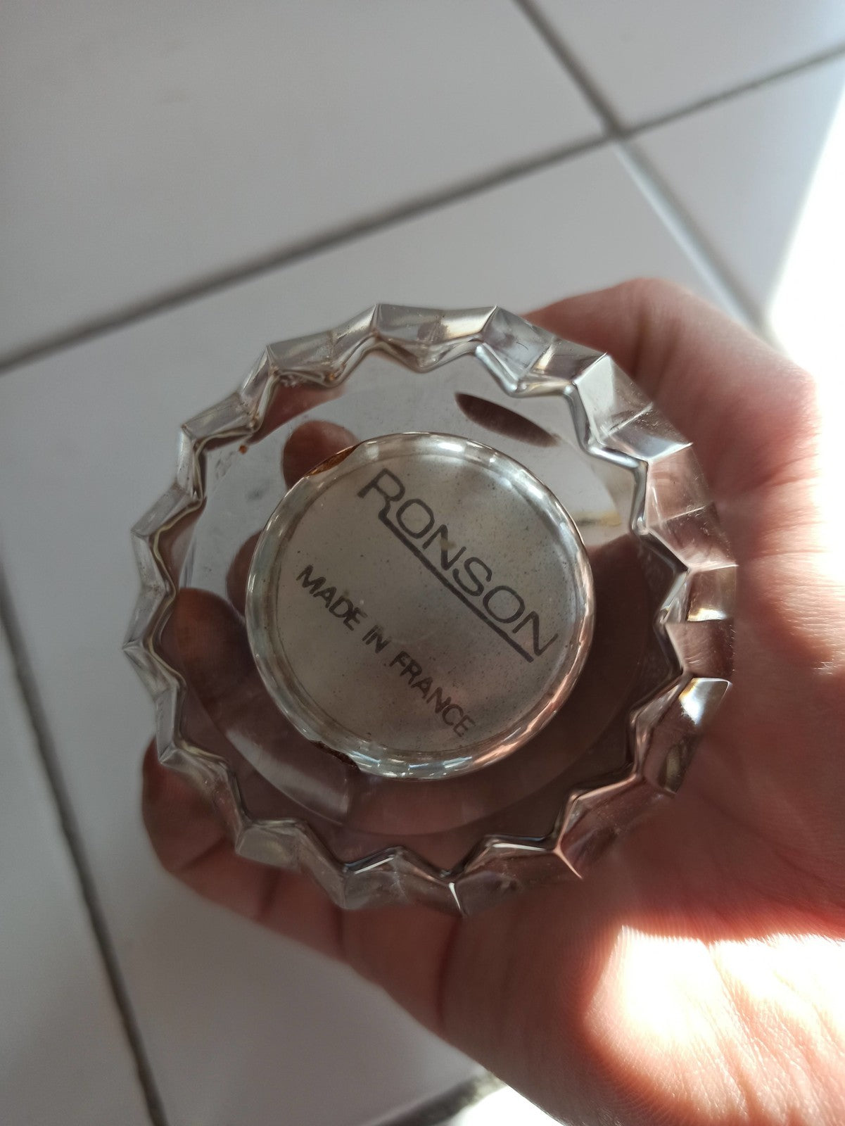 Ancien briquet de table Ronson France vintage cristal transparent rétro collecti