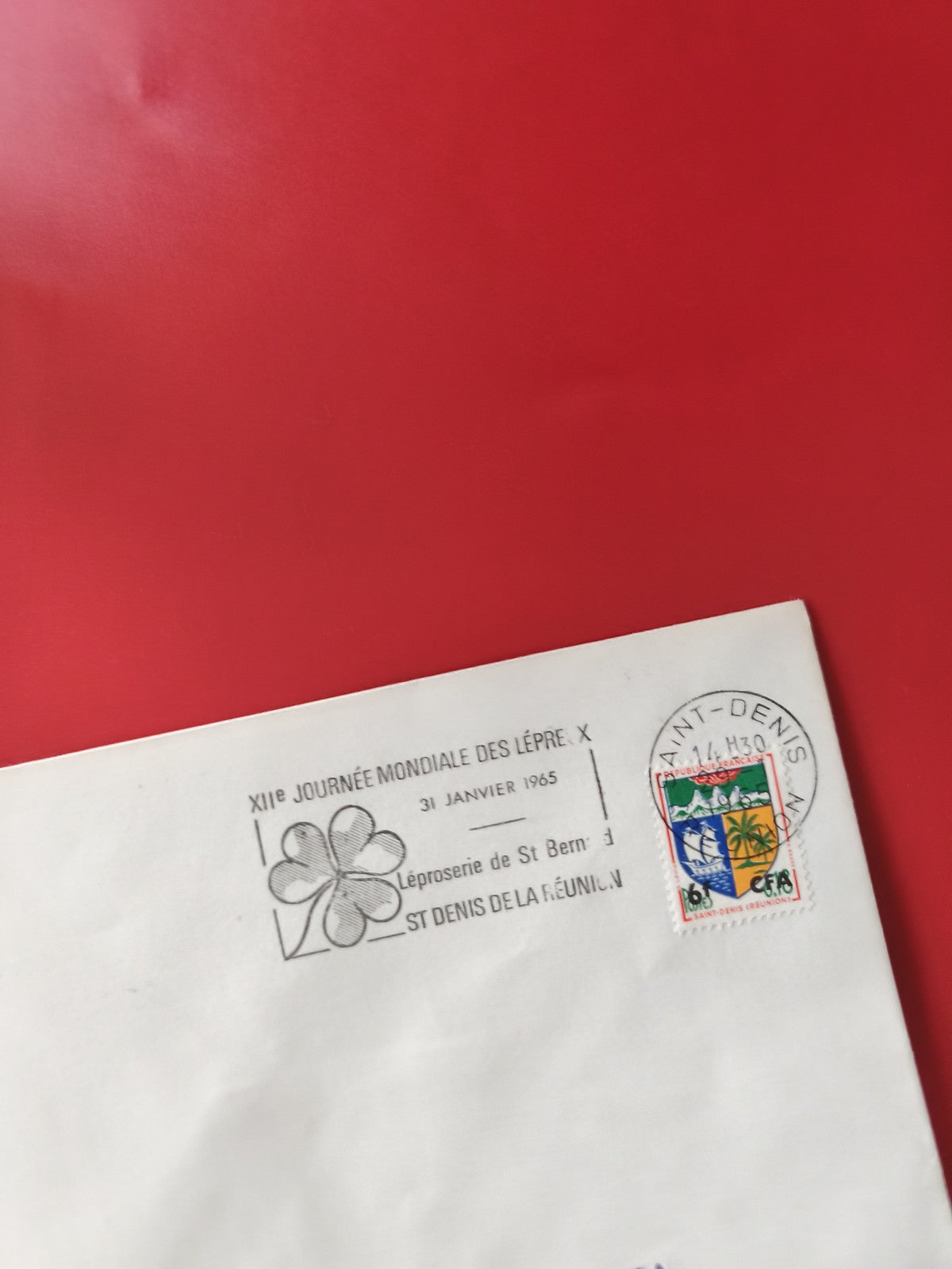 Enveloppe philatélie oblitérée St Denis La Réunion 1965 timbre coloré