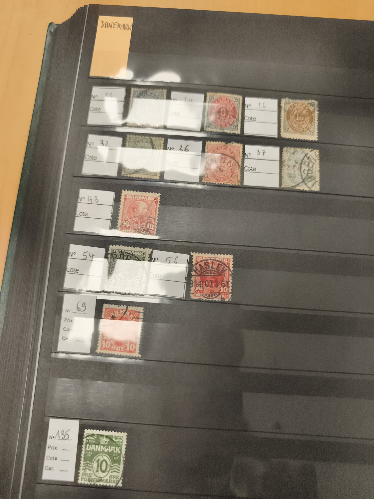 Timbres DANEMARK anciens, lot album philatélie, oblitérés, diverses valeurs
