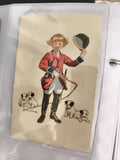 Carte postale ancienne illustrée enfant costume chasseur chiens CPA vintage