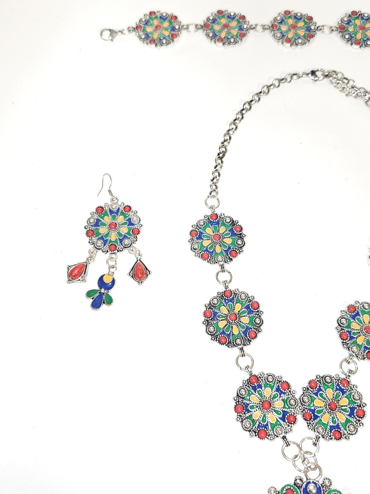 Parure ancienne fantaisie style berbère vintage, bijoux ethniques d'occasion