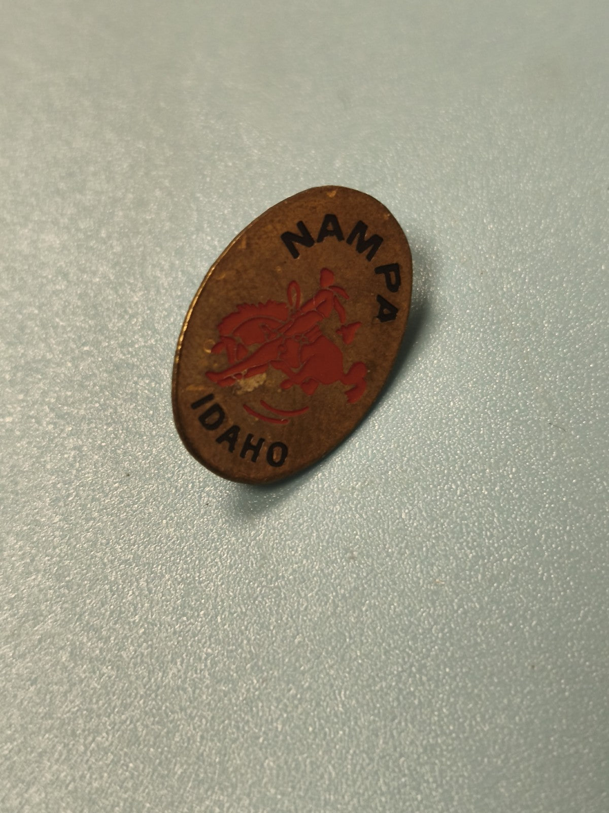Vintage pin's Nampa Idaho ovale, motif rouge, collection USA (Ref 14)