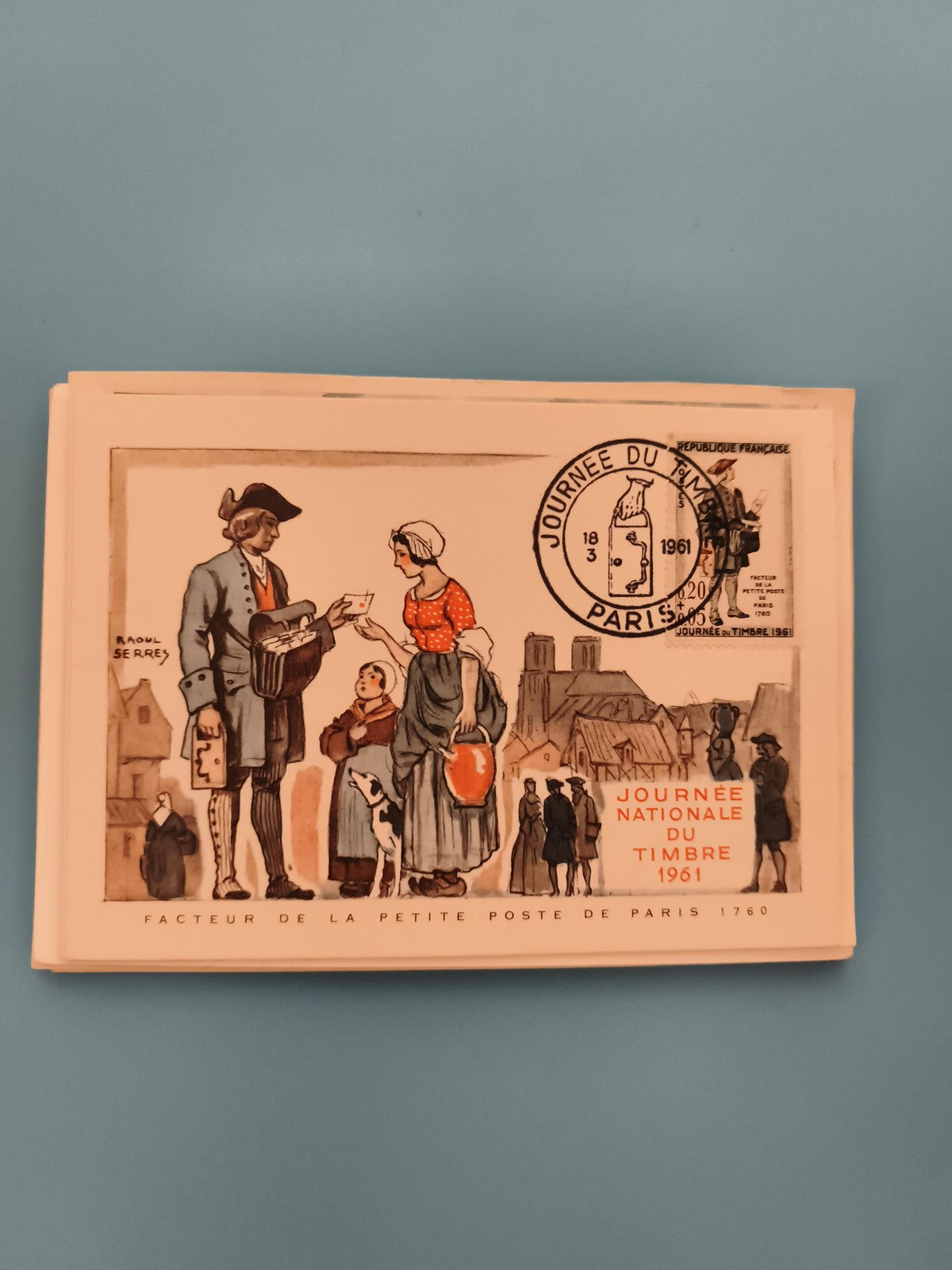 Carte premier jour Journée du Timbre 1961 Paris illustration Raoul Serres philat