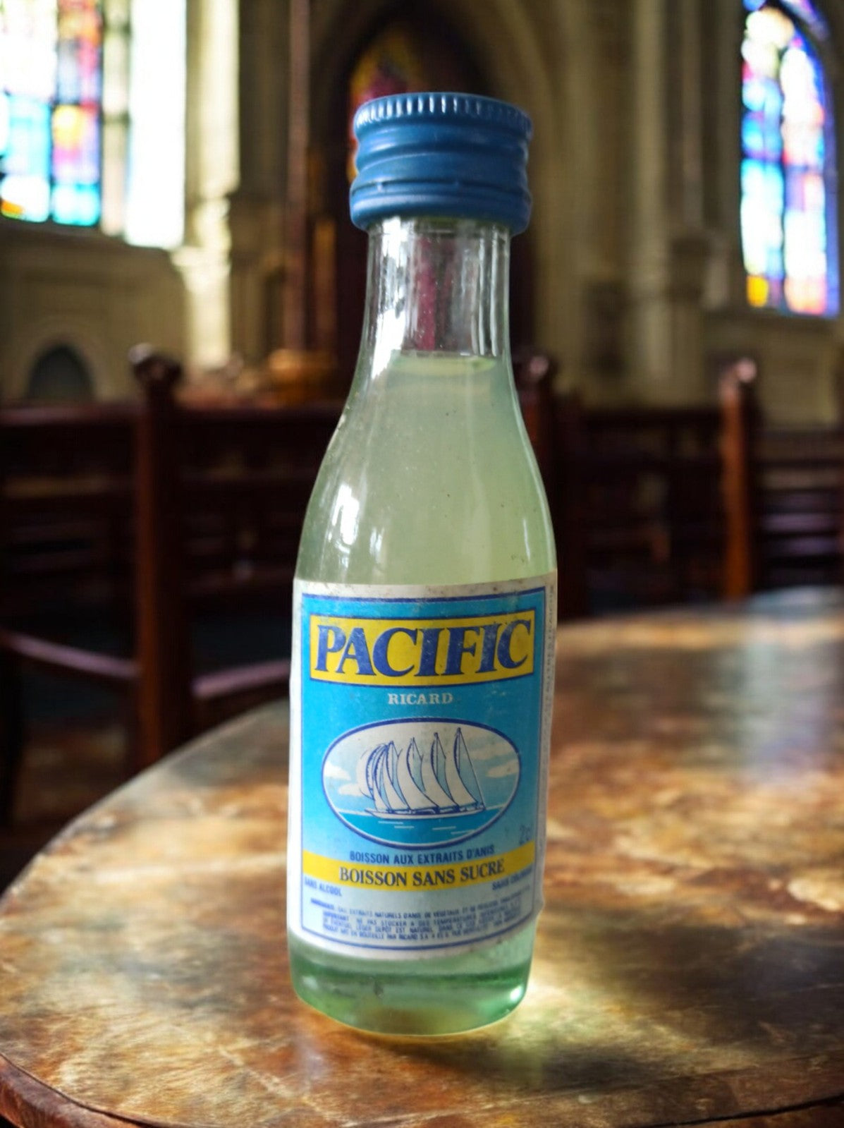 Mignonnette Ricard Pacific vintage années 60, bouteille miniature boisson anis