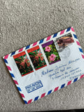 Lettre affranchie République Populaire du Congo 1985, timbres fleurs, Par Avion