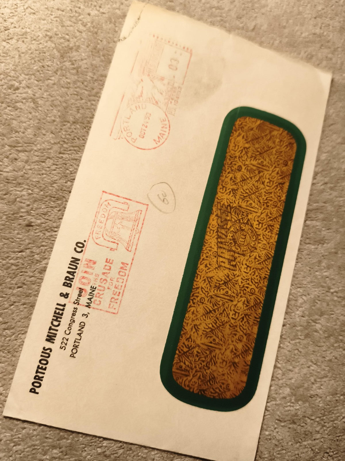 Lettre commerciale USA Porteous Mitchell & Braun Portland Maine philatélie (Ref