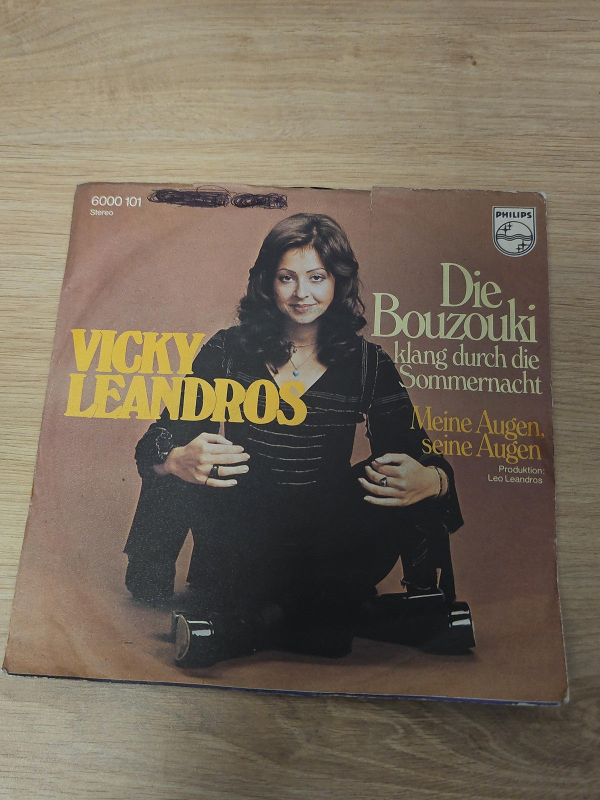 Vintage 45 tours Vicky Leandros ancien disque vinyle rétro collection musique