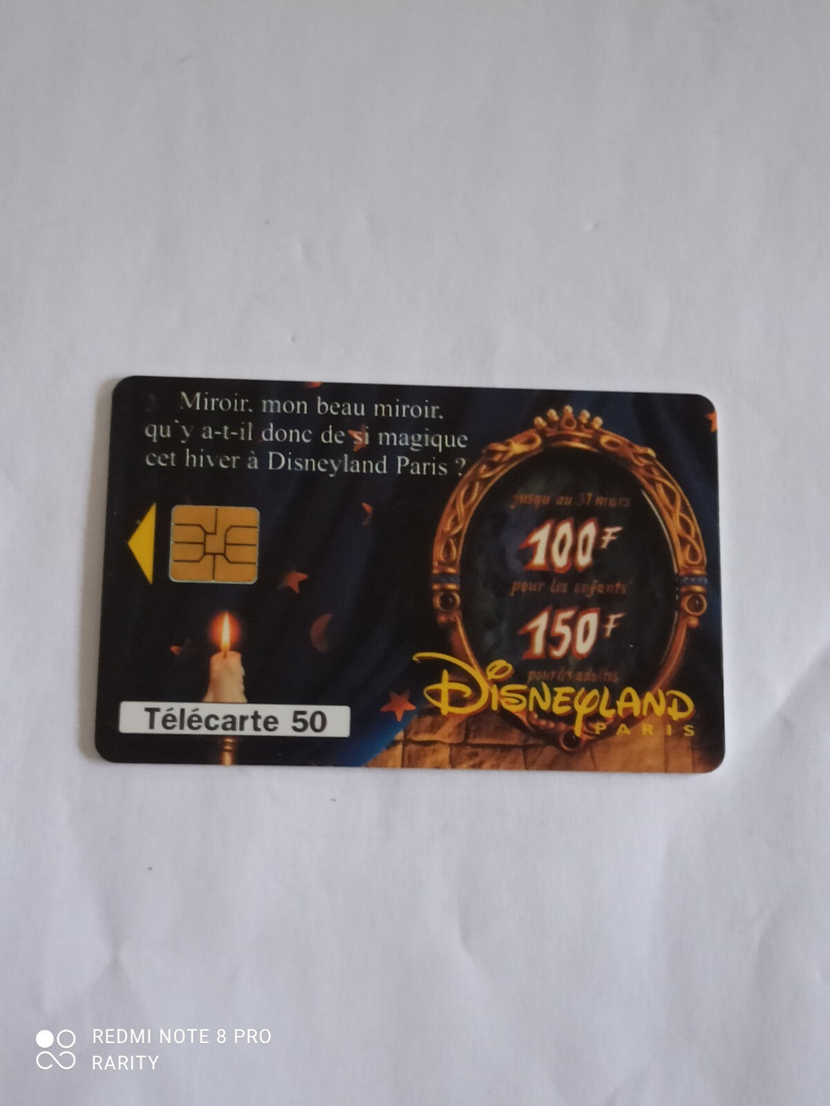 Télécarte 50 unités Disneyland Paris miroir vintage carte téléphonique pub