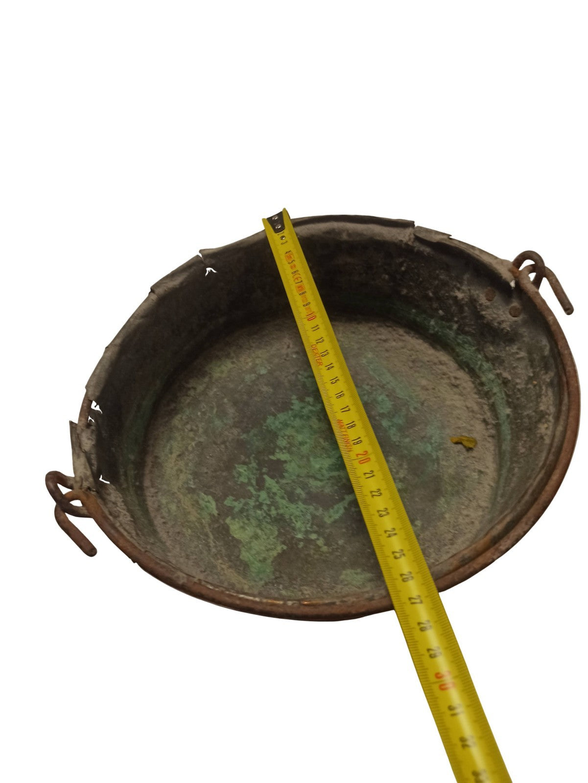 Chaudron ancien cuivre patiné XIXe, récipient vintage déco rétro