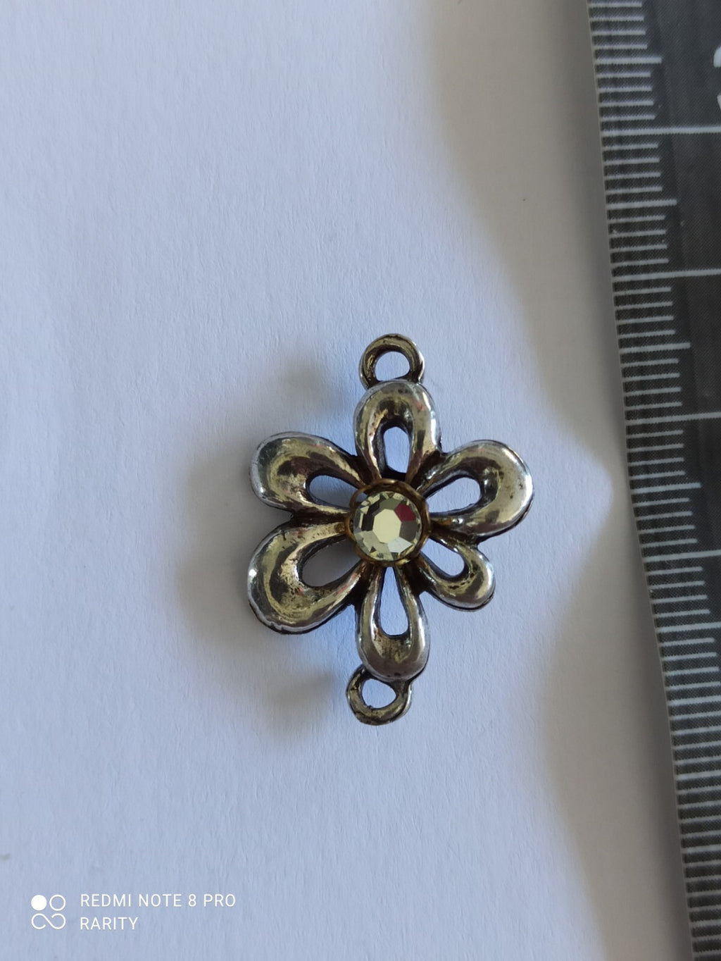 Pendentif fleur vintage Remy Dis Paris strass central années 80/90 France