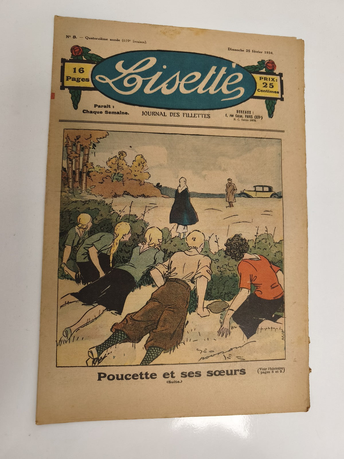 Journal ancien Lisette 1934, 16 pages, couverture illustrée, vintage fillettes