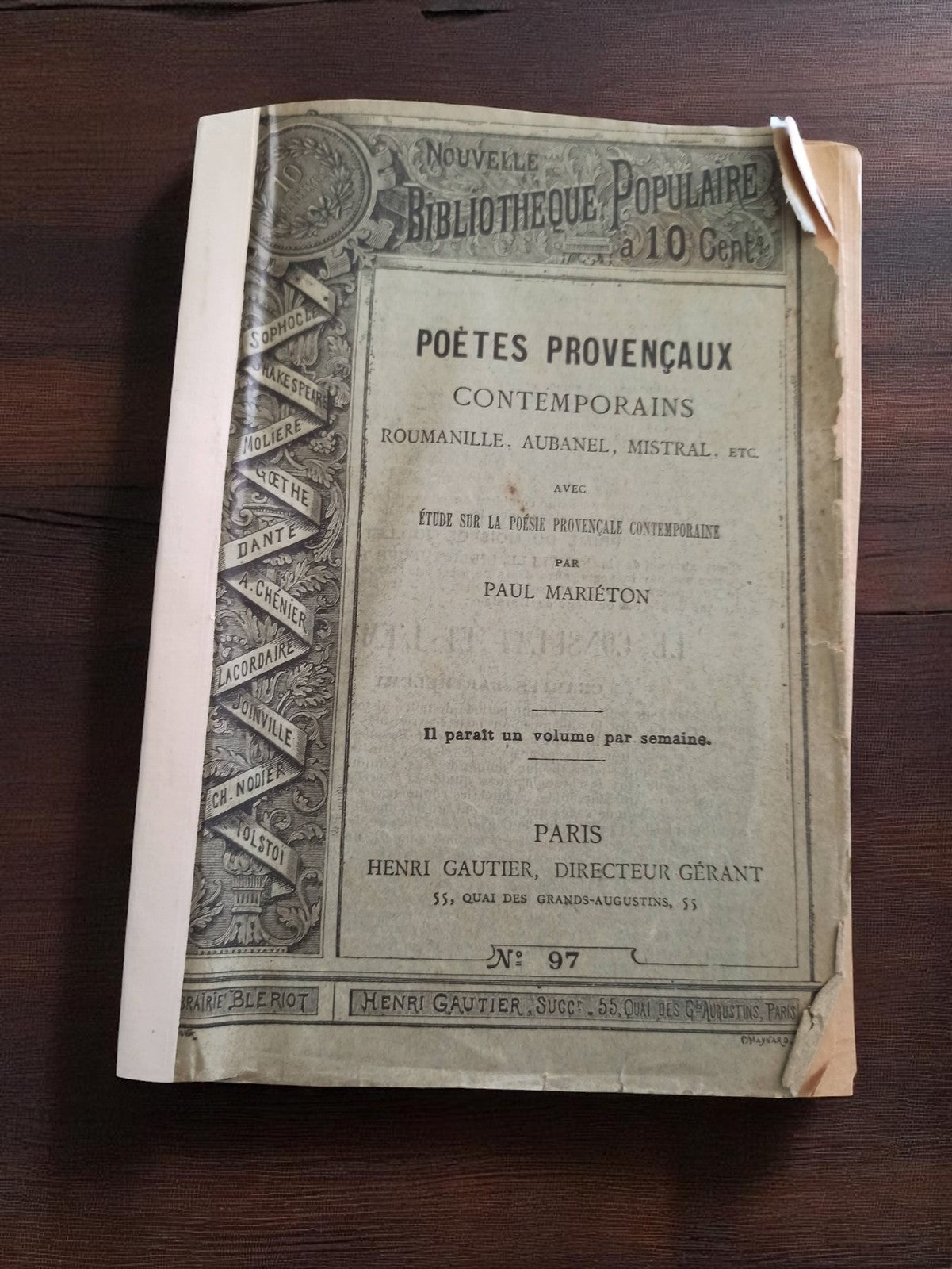 Livre ancien Poètes provençaux Paul Mariéton édition Gautier vintage XIXe