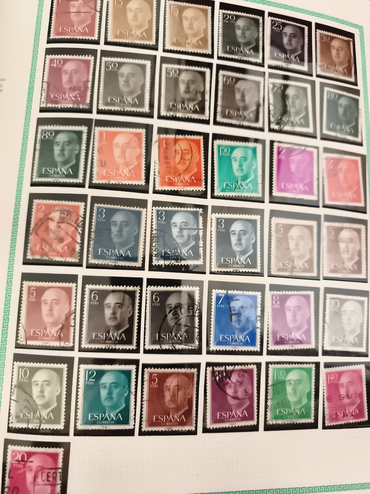 Timbres Espagne Franco oblitérés multiples couleurs philatélie lot Espagne