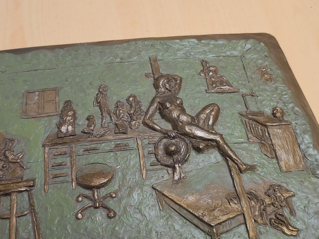 Plaque vintage signée A. Glickman 1995 numérotée 17/100, grande sculpture ancien