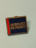 Vintage pin's Mobilier de France bleu et doré, collection publicitaire ancien