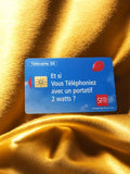 Télécarte 50 unités SFR vintage, puce dorée, carte téléphonique années 90 rare
