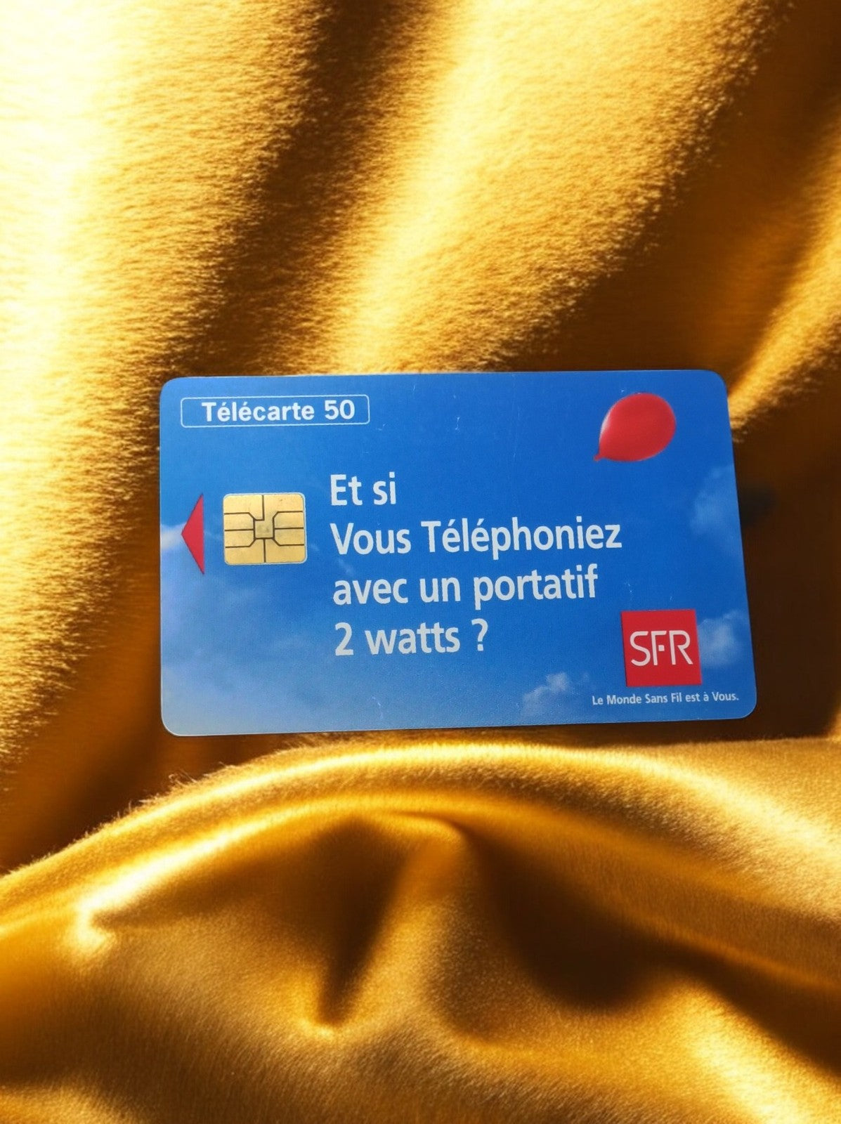 Télécarte 50 unités SFR vintage, puce dorée, carte téléphonique années 90 rare