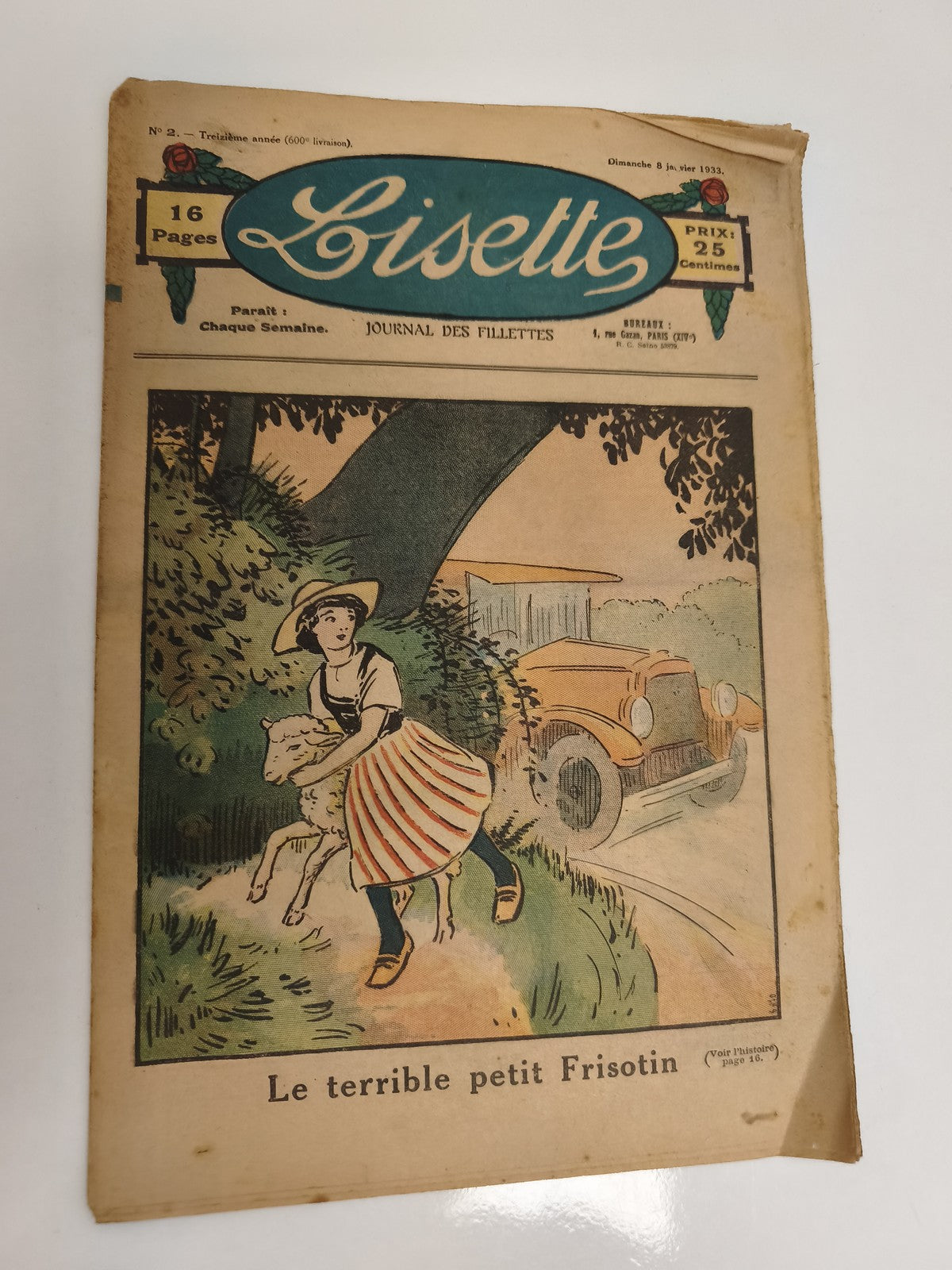 Journal ancien Lisette 1933 couverture illustrée vintage fillette BD